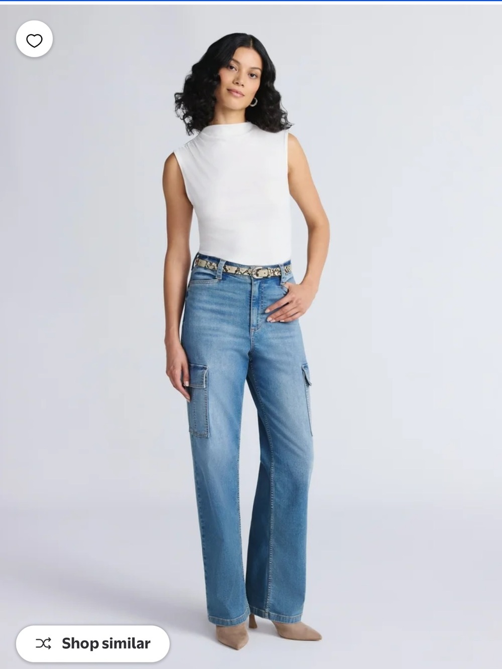 Sofia Vergara Women's Relaxed Straight Super High-Rise Cargo Jeans Sz 12